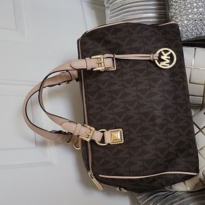 Large leather Brown and Beige Grayson Boston Michael Kors Handbag